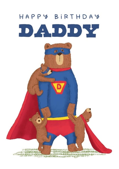 Cute Birthday Card - For Daddy Bear - From the Kids 1000 created by badgerbee design