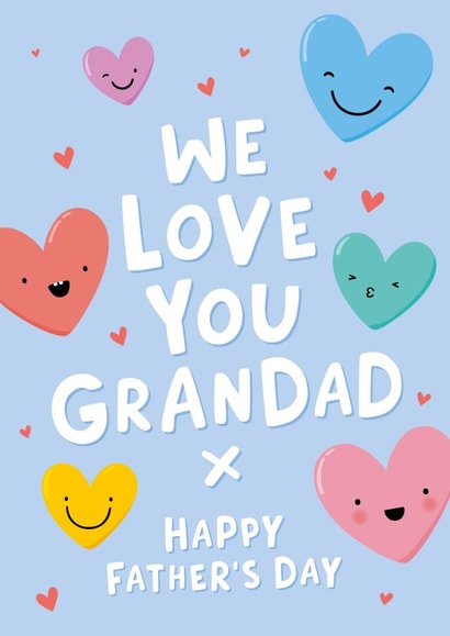 Cute Father's Day Card - Happy Hearts - We Love You Grandad created by Macie Dot Doodles