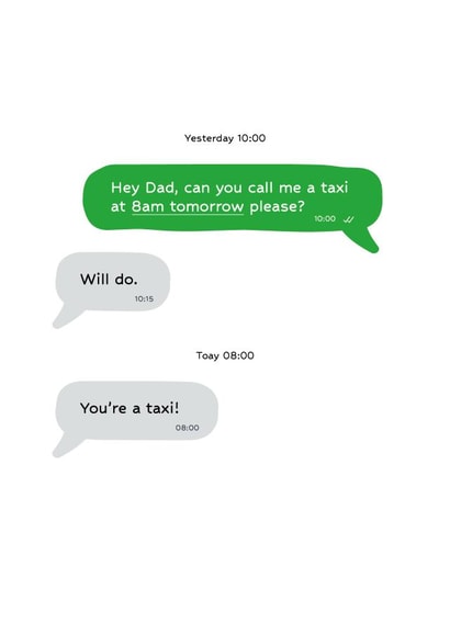 Funny Father's Day Card - Text Messages - Taxi Dad Joke created by Craftful Cards