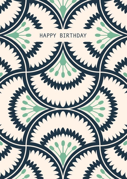 Pretty Birthday Card - For Her - Retro Modern Floral Pattern created by Taya Cosgrove
