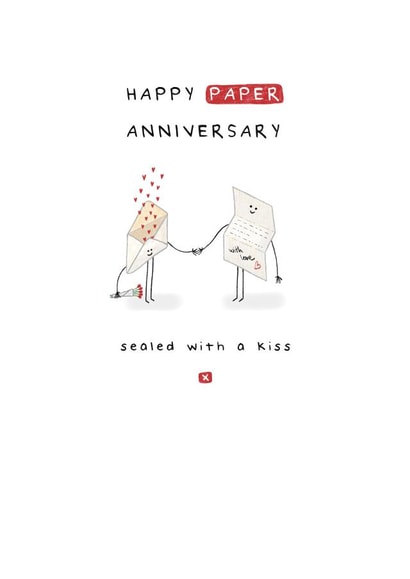 Cute Anniversary Card - Letter & Envelope - Paper - 1st created by Larry the Match