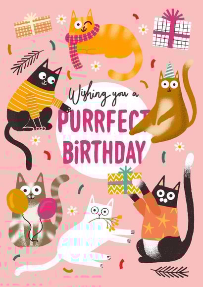 Cute Birthday Card - Hand illustrated Punny Cat Card created by AbiGoLucky