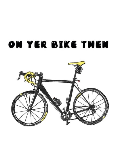 Funny Bicycle Leaving Card - On Yer Bike created by Pixie Drew