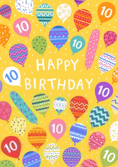 Pretty Birthday Card - 10 Today - Patterned Balloons created by Pear Tree Press