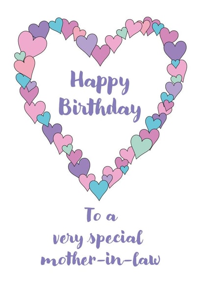 Pretty Birthday Card - For Mother-in-Law - Hearts created by size3art