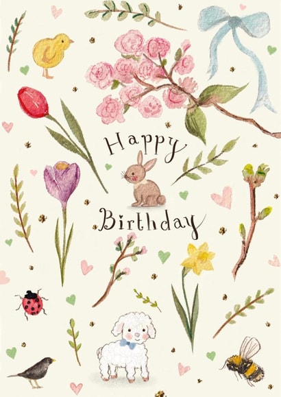 Pretty Birthday Card - For Her - Spring Illustrations created by Love Lucy Illustration