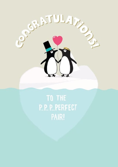 Cute Wedding Card - Penguin Pun - Perfect Pair created by Pencilface