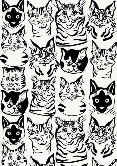 Cute Just Because Card - Illustrated Cats created by Sun & Stars