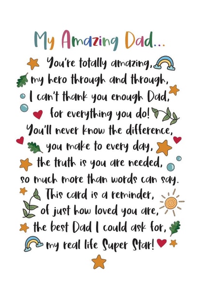 Heartfelt Fathers Day Card - My Amazing Dad - Thoughtful Thank You Poem created by And You Can Quote Me