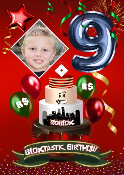 Fun Birthday Photo Card - Roblox - 9 Today created by Kerrylovescards