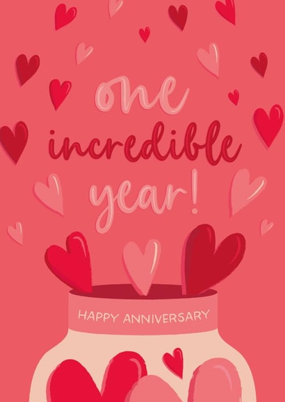 Romantic First Anniversary Card - One Incredible Year! created by The Pattern Press