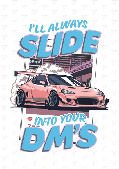 Funny Anniversary Card - Sliding DM's - Car created by Carfectionery