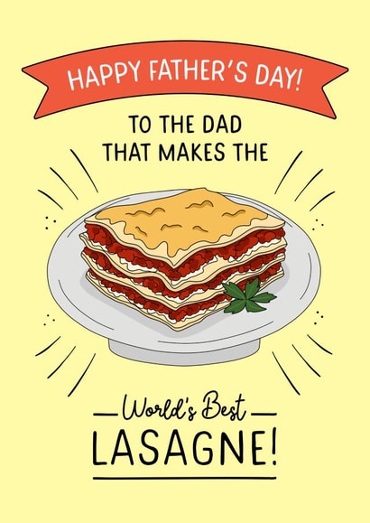 Cute Father's Day card - Chef Dad - Worlds Best Lasagne created by Evie Garnett Designs