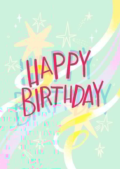 Bright Fun Pastel Happy Birthday Card created by Emily Hline Illustration