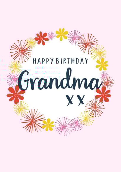 Pretty Birthday Card - for Grandma - Ring of Flowers created by Claire Giles