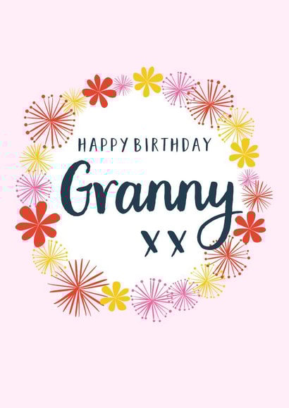 Pretty Birthday Card - for Granny - Ring of Flowers created by Claire Giles