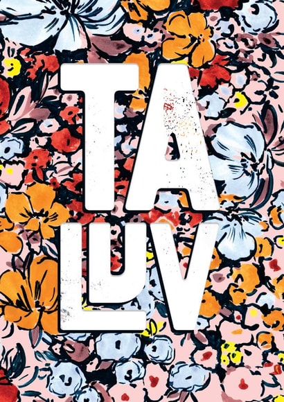 Yorkshire Thank You Card - Ta Luv - Bold Typography and Floral Pattern created by Rebecca Prinn