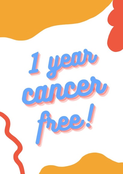 Cute Get Well Card - 1 Year Cancer Free created by Peachy Keen Jelly Bean