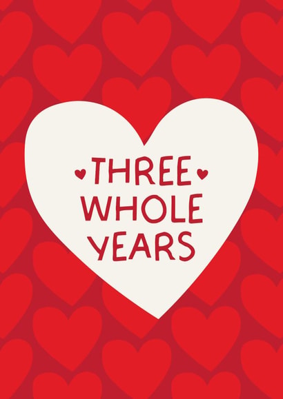 Cute Anniversary Card - Three Whole Years created by Puns and Needles