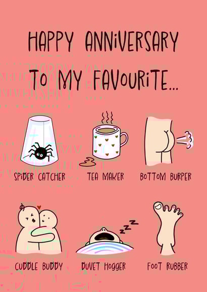 Funny Illustrated Anniversary Card for Boyfriend or Girlfriend created by Bea & Bob