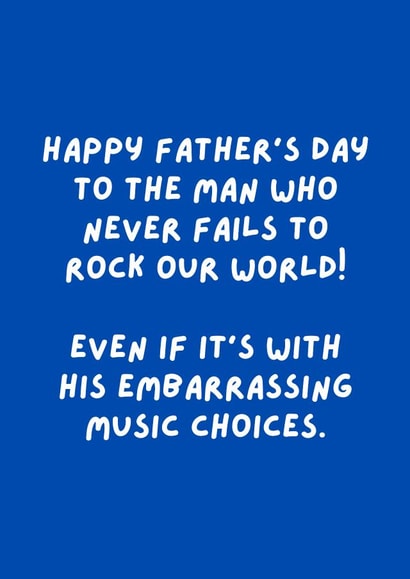 Funny Father's Day Card - Embarrassing Dad - Music Choices created by Original Fox Cards
