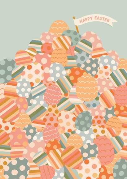 Cute Brainteaser Easter Card - Spot the Chick in the Pile of Easter eggs created by The Pattern Press