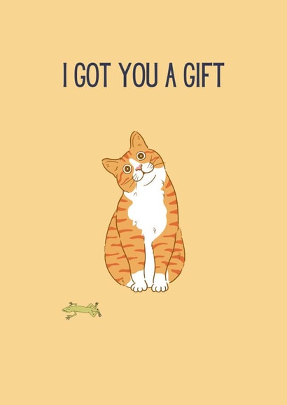 Cute Ginger Cat - Birthday Card - I Got You A Gift created by Sun & Stars