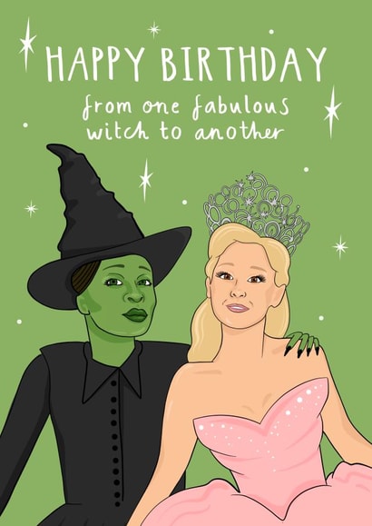 Funny Birthday Cards - Wicked Movie Inspired - Ariana Grande and Cynthia Erivo created by Running with Scissors