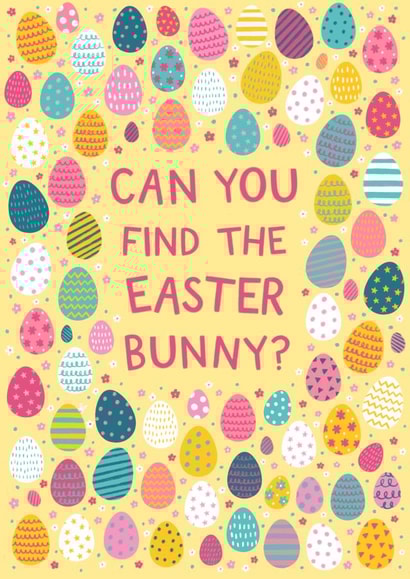 Cute Easter Card - Brainteaser - Can you find the Easter Bunny? created by Pear Tree Press