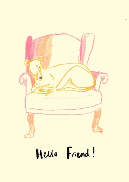 Cute Friendship Card - Greyhound - Hello Friend! created by Becca Hall illustration