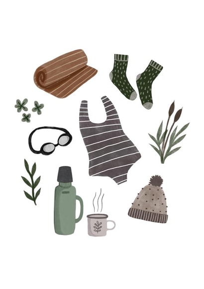 Illustrated Wild Swimming Card - Blank Card for Wild Swimmers created by HeatherLucyJ