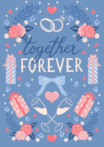 Pretty Wedding Card - Together Forever - Blue Bow Wedding Card created by Jessie Maeve Studio