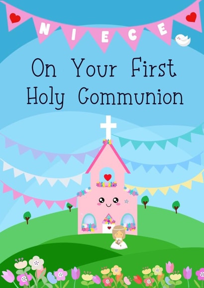 Girl’s Cute Niece First Holy Communion Card - For Niece - Faith created by Kerrylovescards