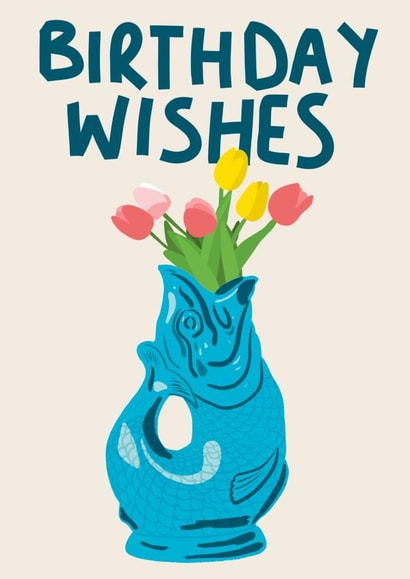 Pretty Birthday Wishes Card - Glug Jug - Fish Vase created by Sweetlove Press