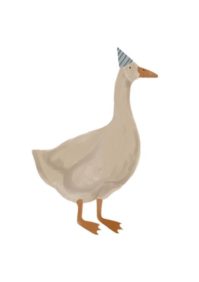 Cute Duck in a Party Hat Birthday Card - Blank Birthday Card created by HeatherLucyJ