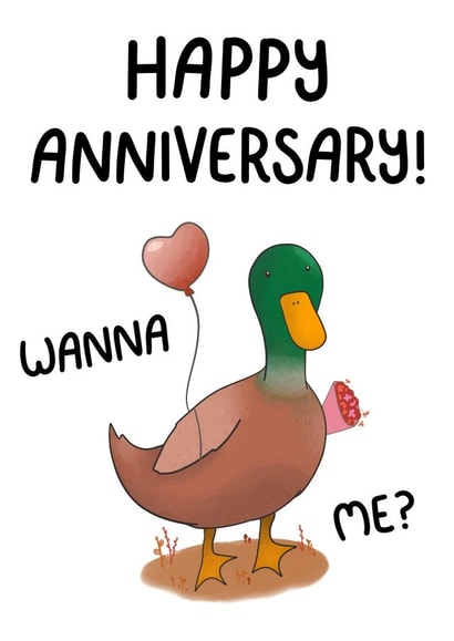 Cheeky Duck Anniversary Card - Wanna Duck Me? created by Doris Dishcloth