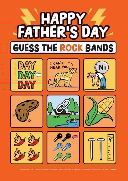 Fun Father's Day Card - Guess the Rock Bands - Quiz created by Daniel Benney