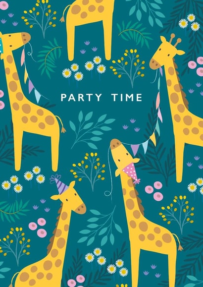 Cute Birthday Card - Giraffes - Party Time created by Klara Hawkins