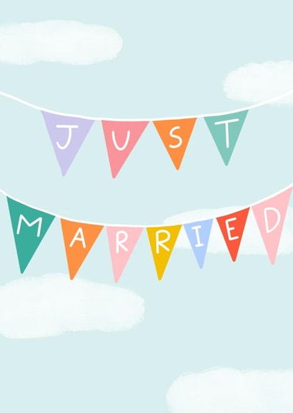 Cute Wedding Card - Just Married Bunting - Pretty Wedding Card created by Stilus 
