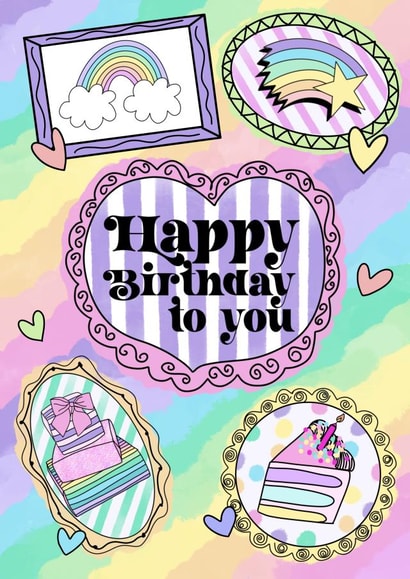 Fun, colourful Birthday card with explosion of rainbow colours! created by Helen Leppert Designs