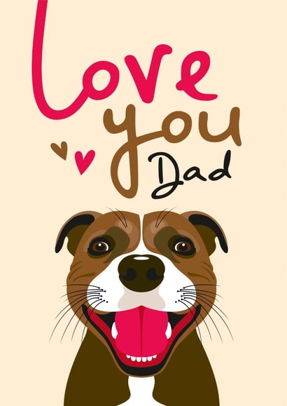 Cute Father's Day Card - From the Dog - Staffordshire Bull Terrier created by Diva Doodle Designs