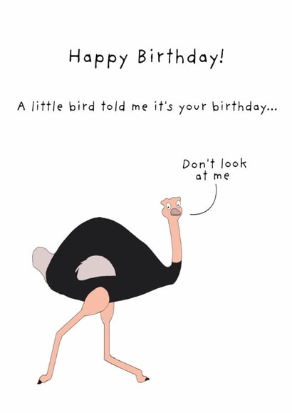 Funny Birthday Card - Little Bird - Ostrich created by Not at all Jack