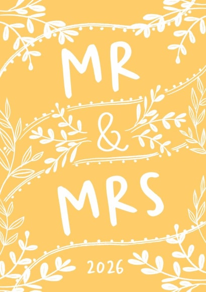 Mr & Mrs Pretty Botanical Wedding or Anniversary card created by patternmuse