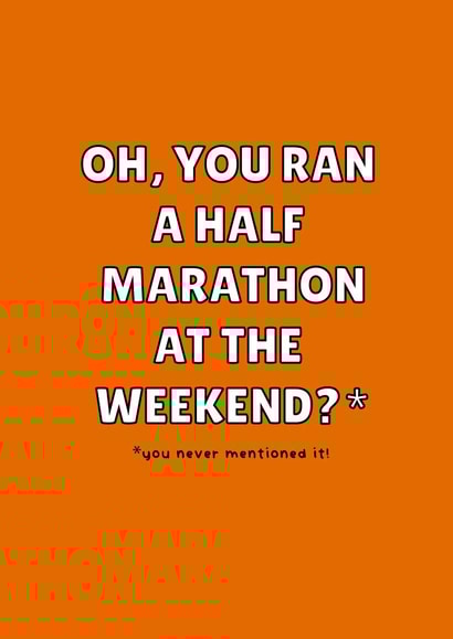 Cheeky congratulations card for half marathon runner created by Zoe Morrall
