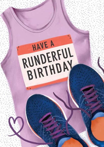 Runner/Sports Birthday Card - Have a Runderful Birthday created by Debbie Daley Illustrations