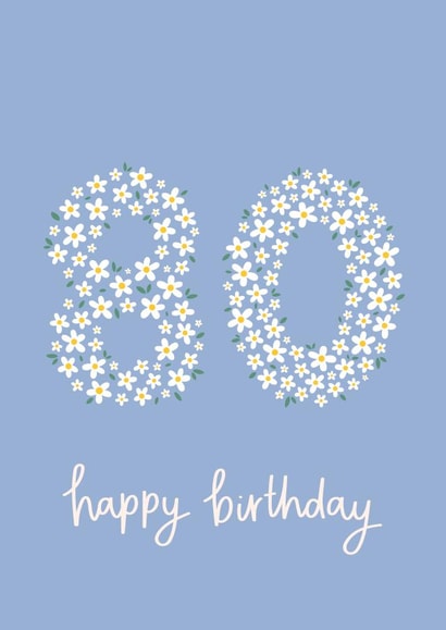 Pretty 80th Birthday Card - Daisies – Floral created by Fliss Muir