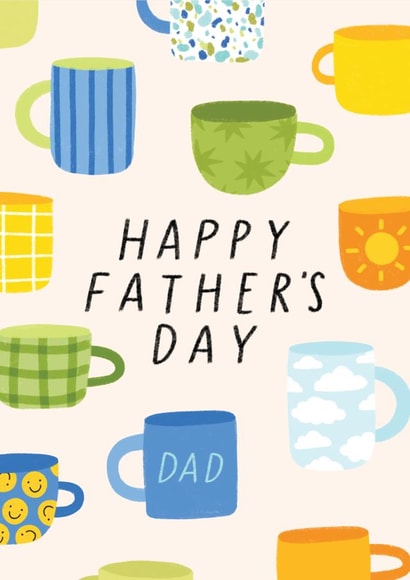 Happy Father's Day - Colourful Mugs Tea and Coffee Card created by Lydia Southgate