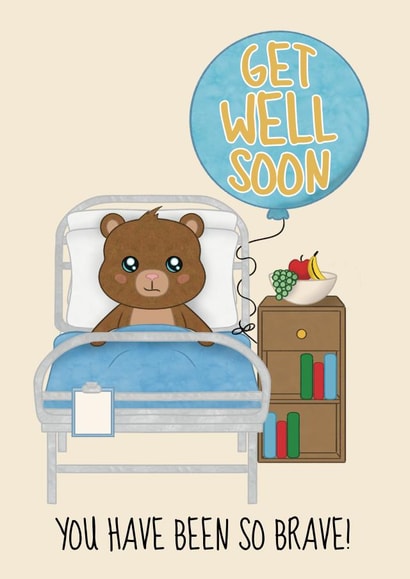 Cute Children's Get Well Soon Card - Brave Teddy Bear created by @Cupsie's Creations