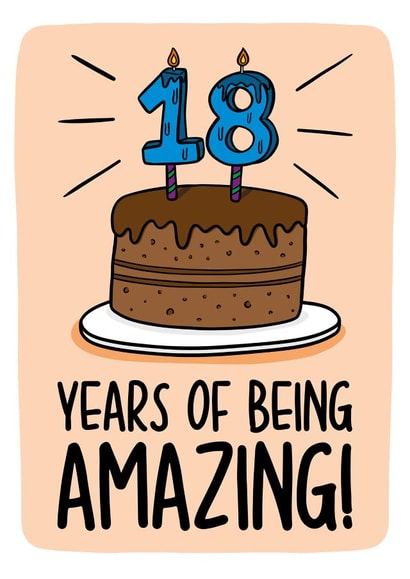 Cute 18th Birthday Card - 18 Cake Card created by TeePee Creations