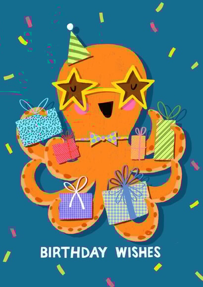 Cute Birthday Card - Octopus Wishes created by Nicola Watson